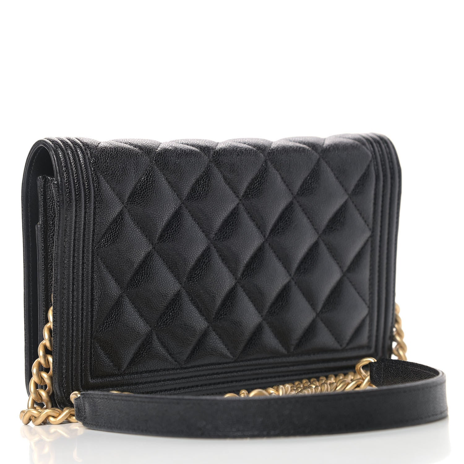 Chanel Caviar Quilted Boy Wallet On Chain WOC Black 2 of 12