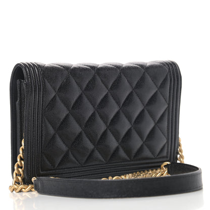 Chanel Caviar Quilted Boy Wallet On Chain WOC Black 2 of 12