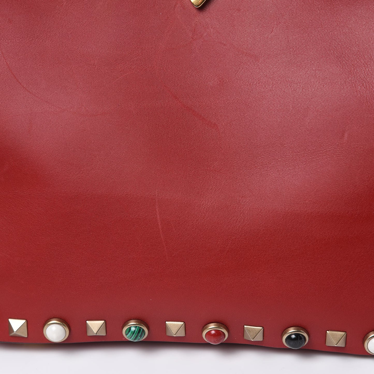 Vitello Mini Rockstud Rolling Tote Rosso Valentino