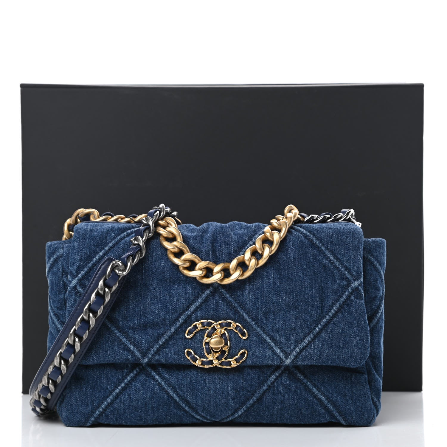 Chanel Denim Quilted Medium Chanel 19 Flap Blue 11 of 11