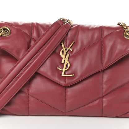 Saint Laurent Lambskin Quilted Small Loulou Puffer Monogram Chain Satchel Red 7 of 9