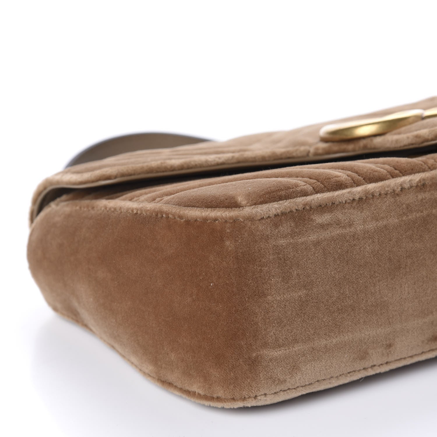 Gucci Velvet Matelasse Small GG Marmont Shoulder Bag Taupe 6 of 10