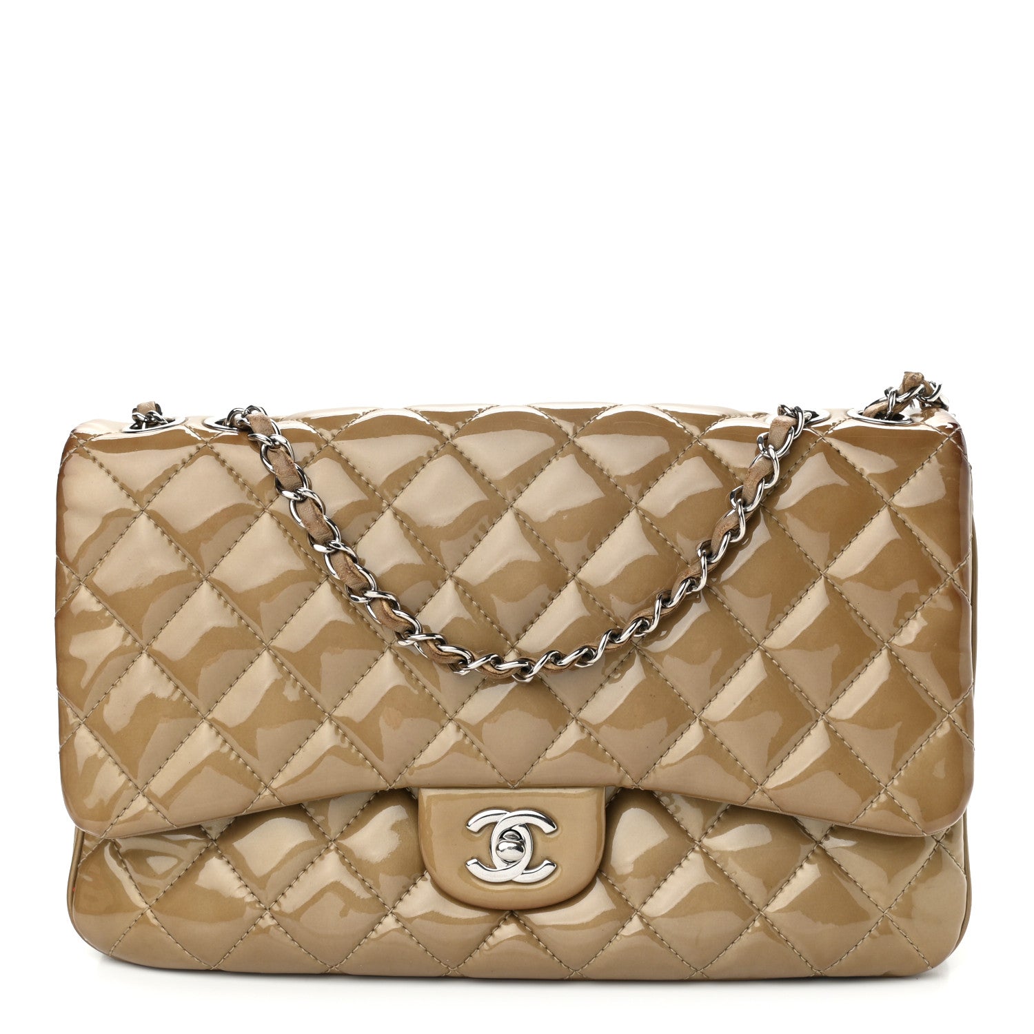 Chanel Patent Quilted 3 Jumbo Flap Light Brown 1 of 14