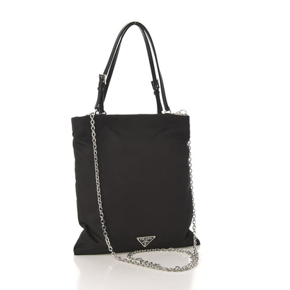 Prada X UNIVERSAL STUDIOS Tessuto Nylon Soft Calfskin Frankenstein Heart Chain Shopping Tote Black 3 of 12