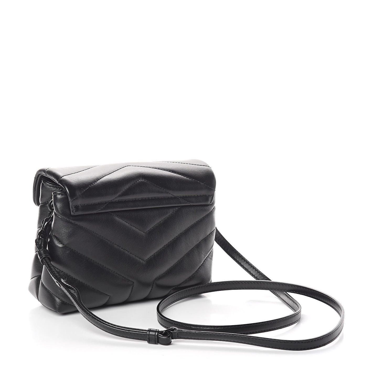 Calfskin Y Quilted Monogram Toy Loulou Crossbody Bag Black