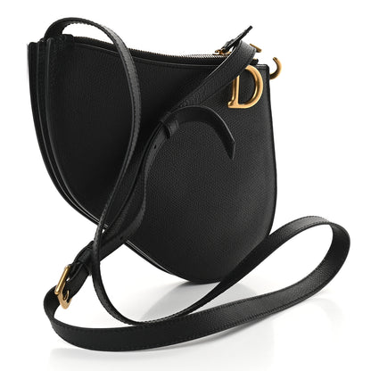 Christian Dior Grained Calfskin Saddle Pouch With Strap Black 3 of 10