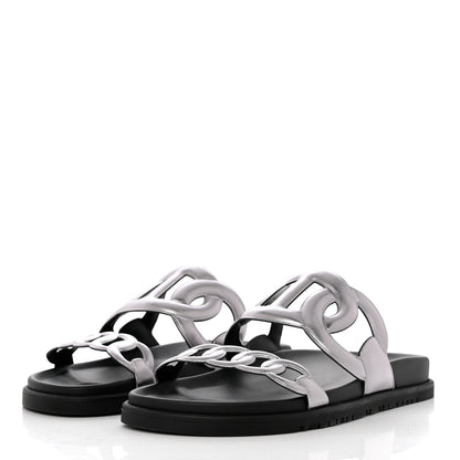 Hermes Nappa Extra Sandals 39 Gris Argent 3 of 10