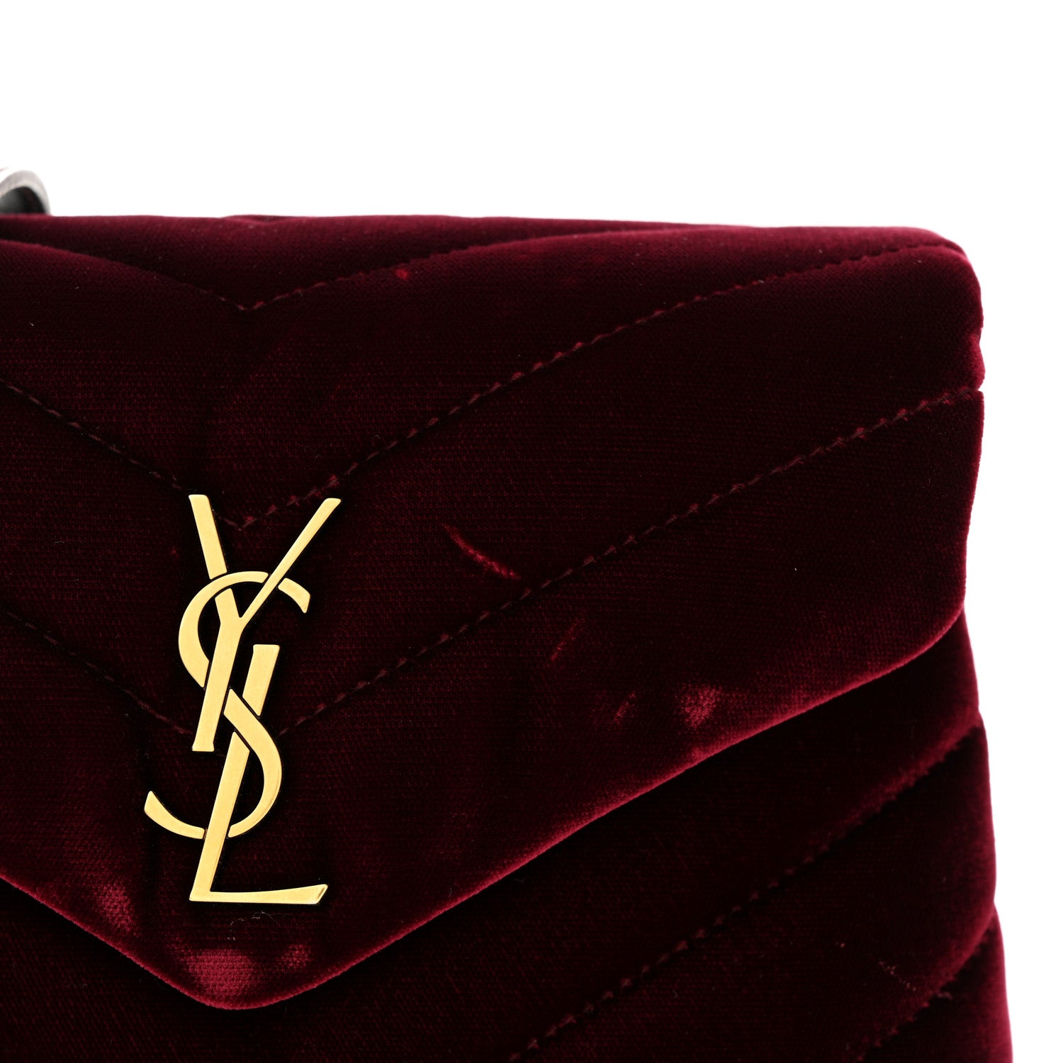 Saint Laurent Velvet Y Quilted Monogram Toy Loulou Crossbody Bag French Burgundy 12 of 15