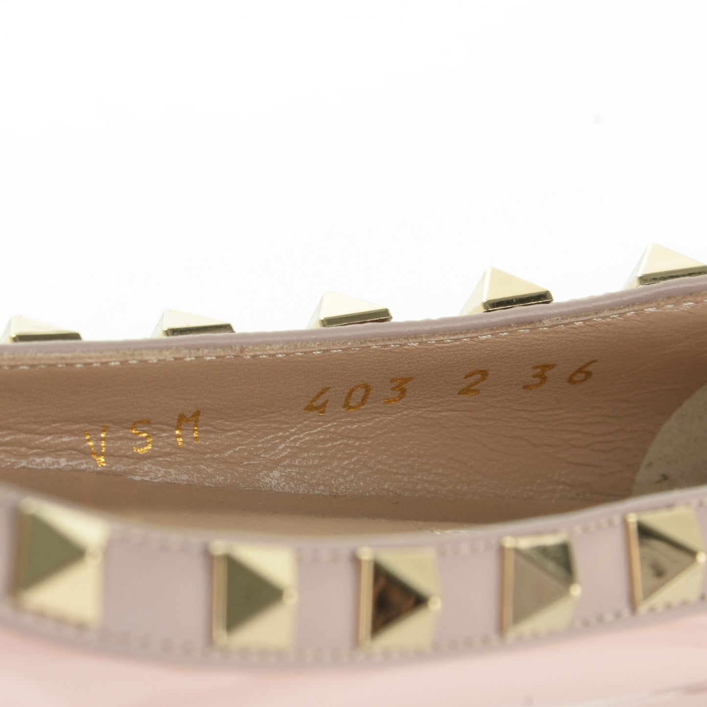 Patent Rockstud Ballerina Flats 36 Water Rose Poudre