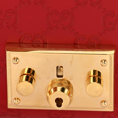 Gucci Guccissima Small Padlock Shoulder Bag Hibiscus Red 10 of 13