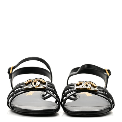 Chanel Lambskin Crystal CC Sandals 35.5 Black 3 of 10