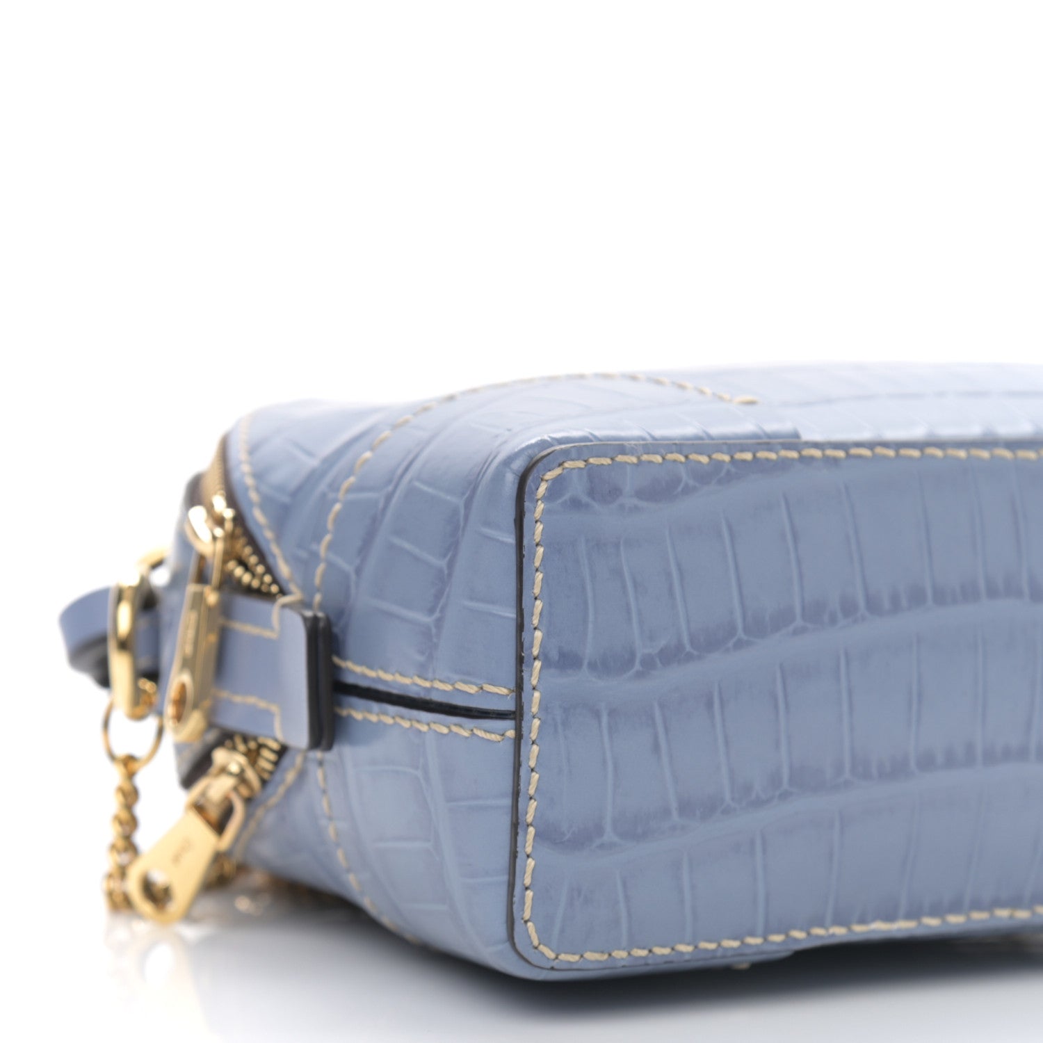 Chloe Crocodile Embossed Mini Daria Chain Bag Washed Blue 8 of 9