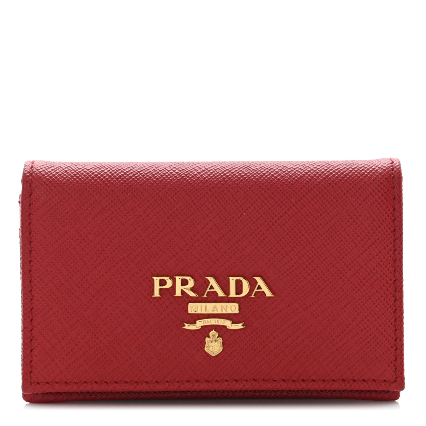Saffiano Metal Bi-Fold Card Holder Wallet Fuoco