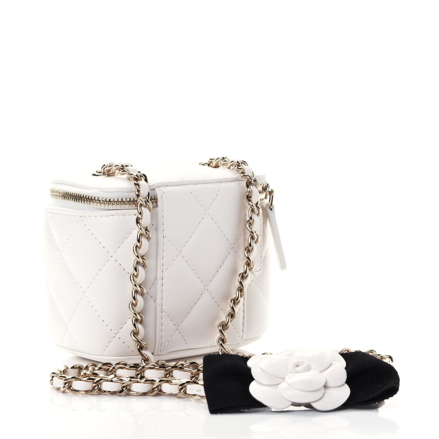 Lambskin Quilted My Chanel Lady Vanity Case With Chain White