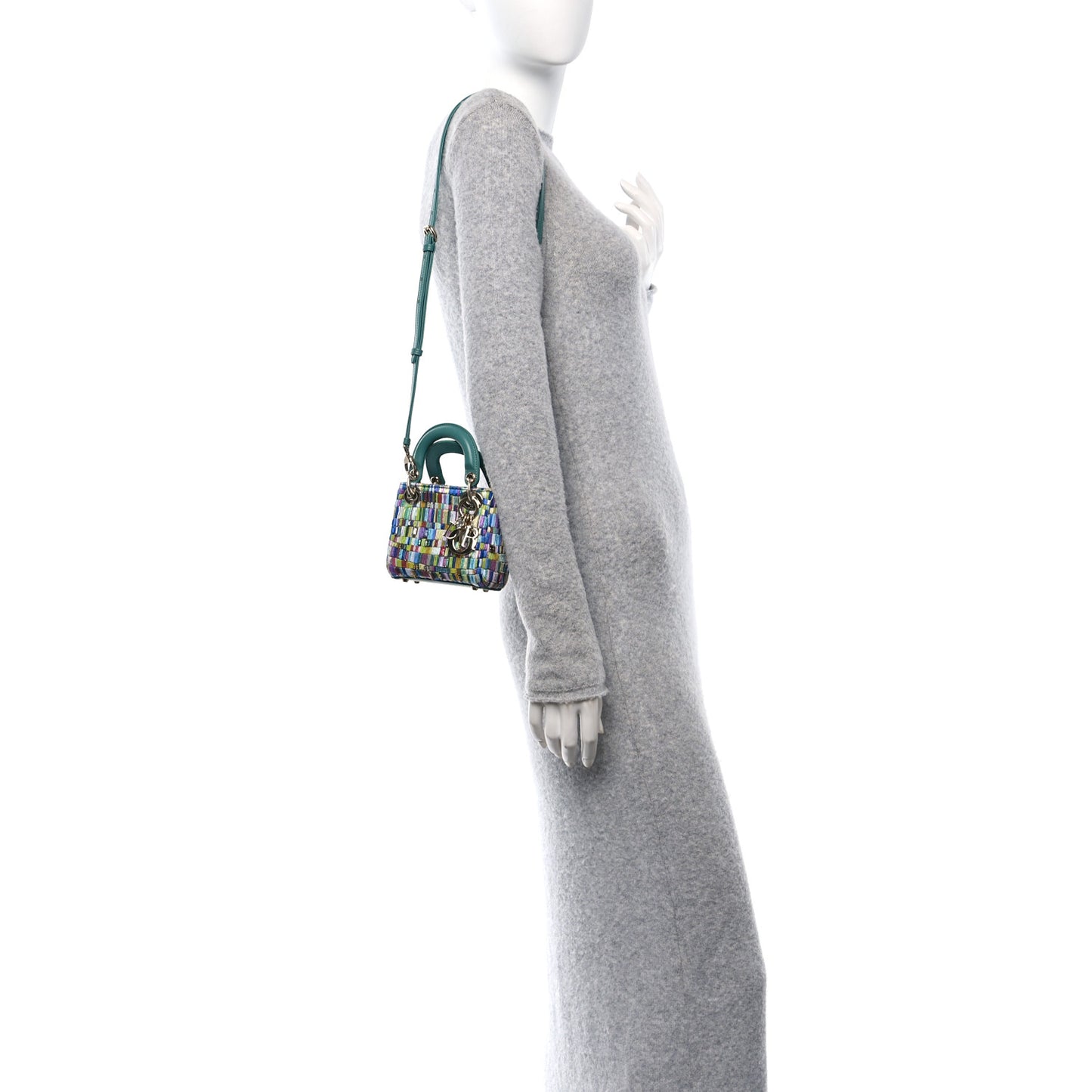 X MINJUNG KIM Lambskin Embroidered Crystal Micro Lady Dior Art Multicolor