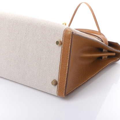 Hermes Peau Porc Toile Kelly Sellier 32 Gold 9 of 15
