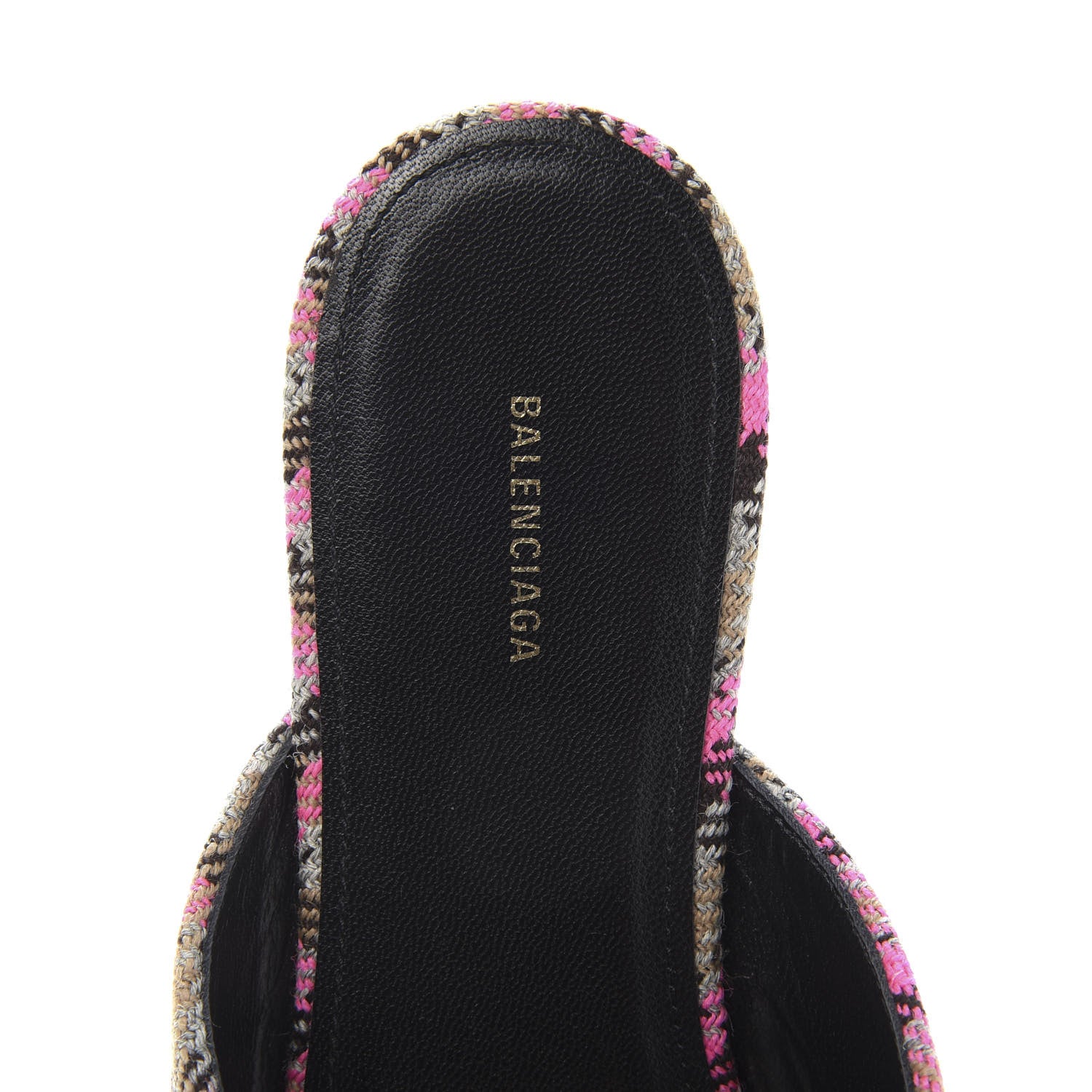 Balenciaga Wool Check Pointed Toe Flat Mules 38.5 Grey Pink 6 of 9