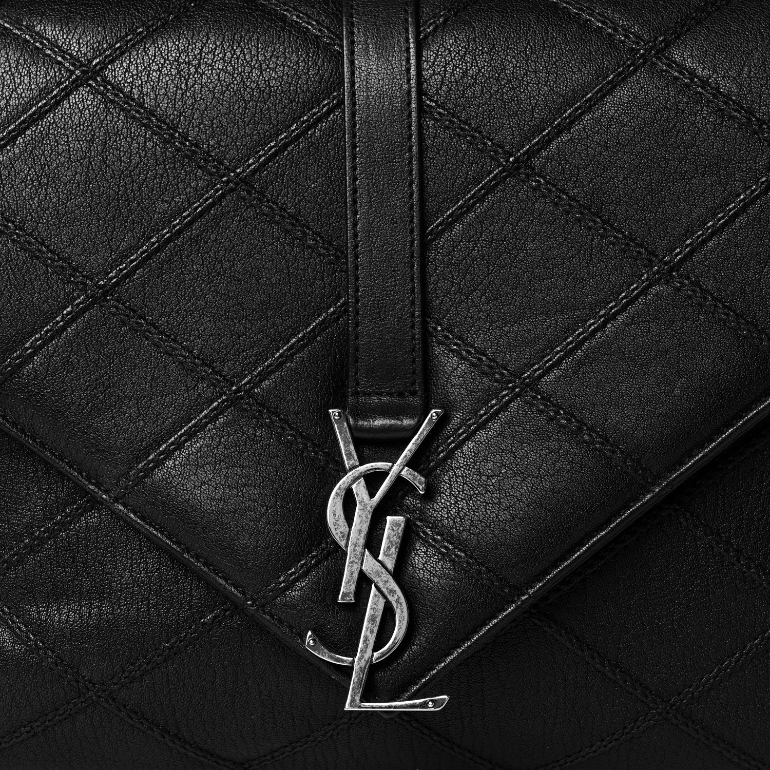 Saint Laurent Calfskin Diamond Quilted Monogram Large College Bag Black 8 of 10