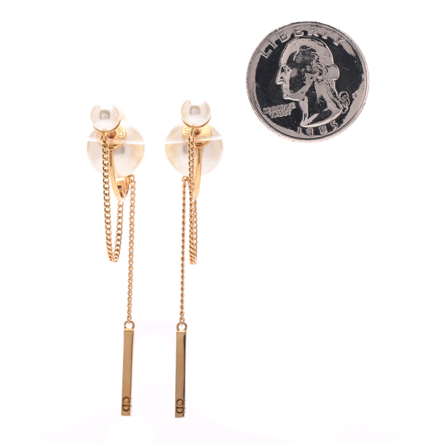 Pearl Tribales Dangle Chain Earrings Gold