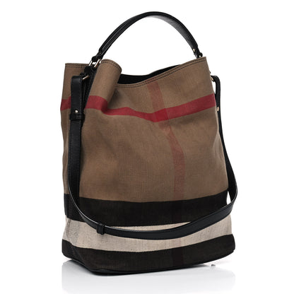 Burberry Canvas Mega Check Medium Susanna Hobo Black 2 of 12