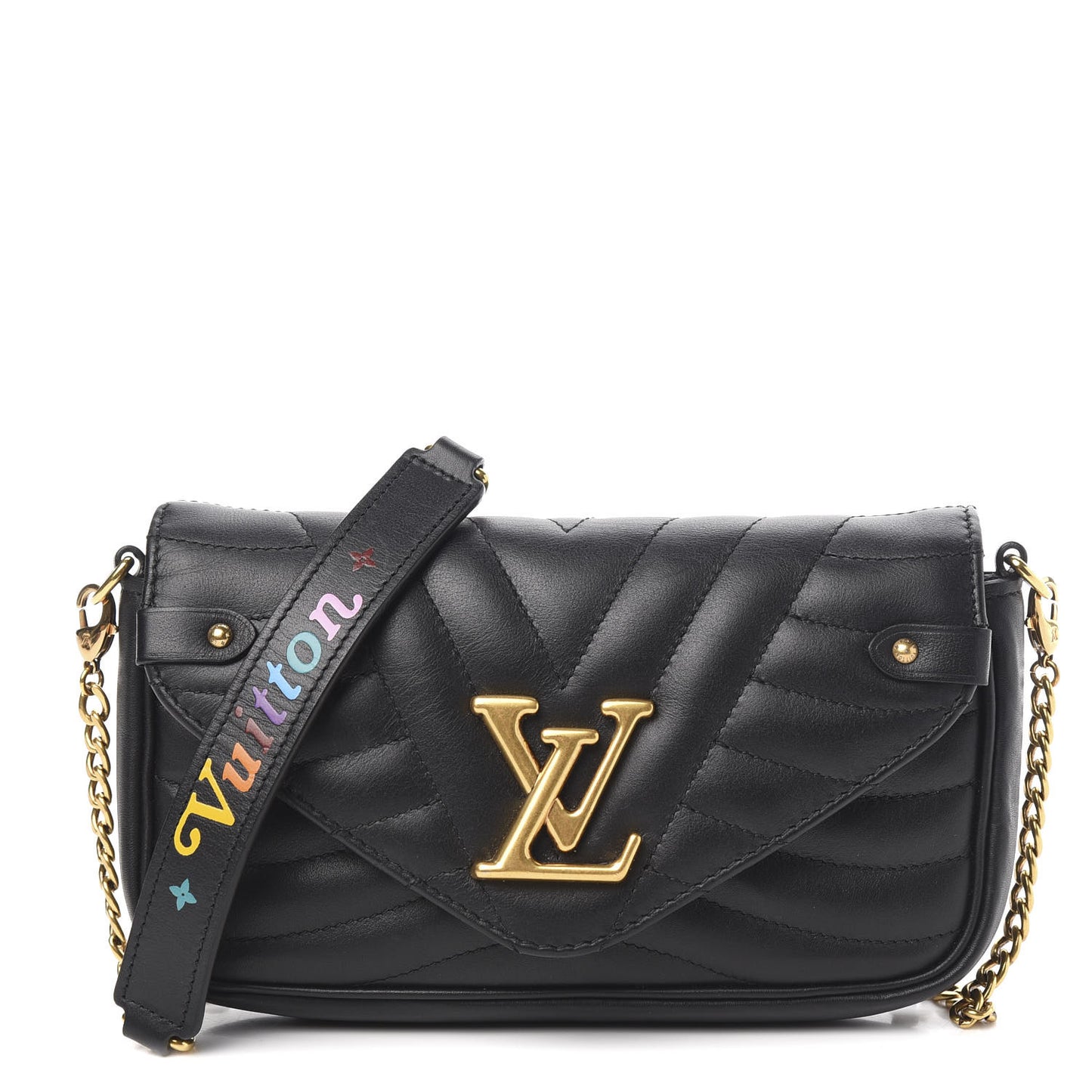 Calfskin New Wave Chain Pochette Black