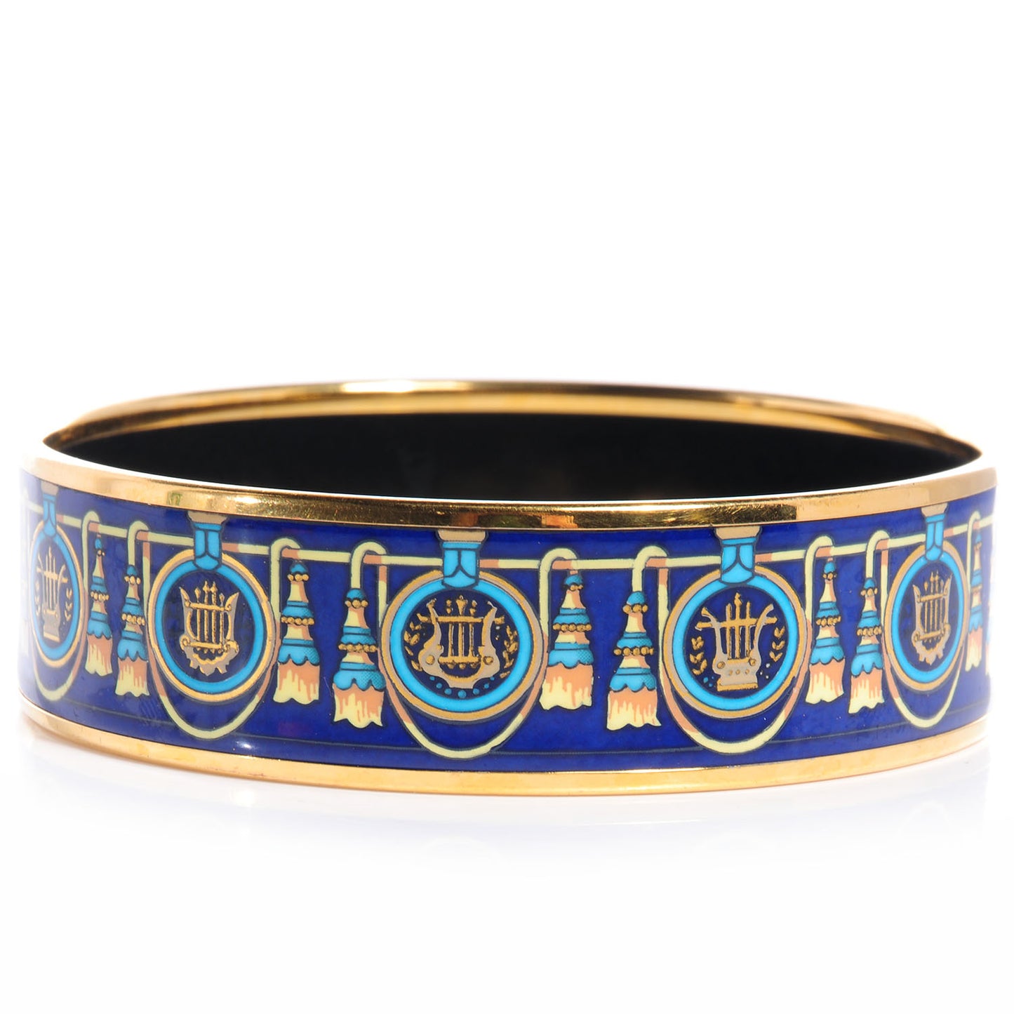 Enamel Printed Wide Bracelet 70 Bleu