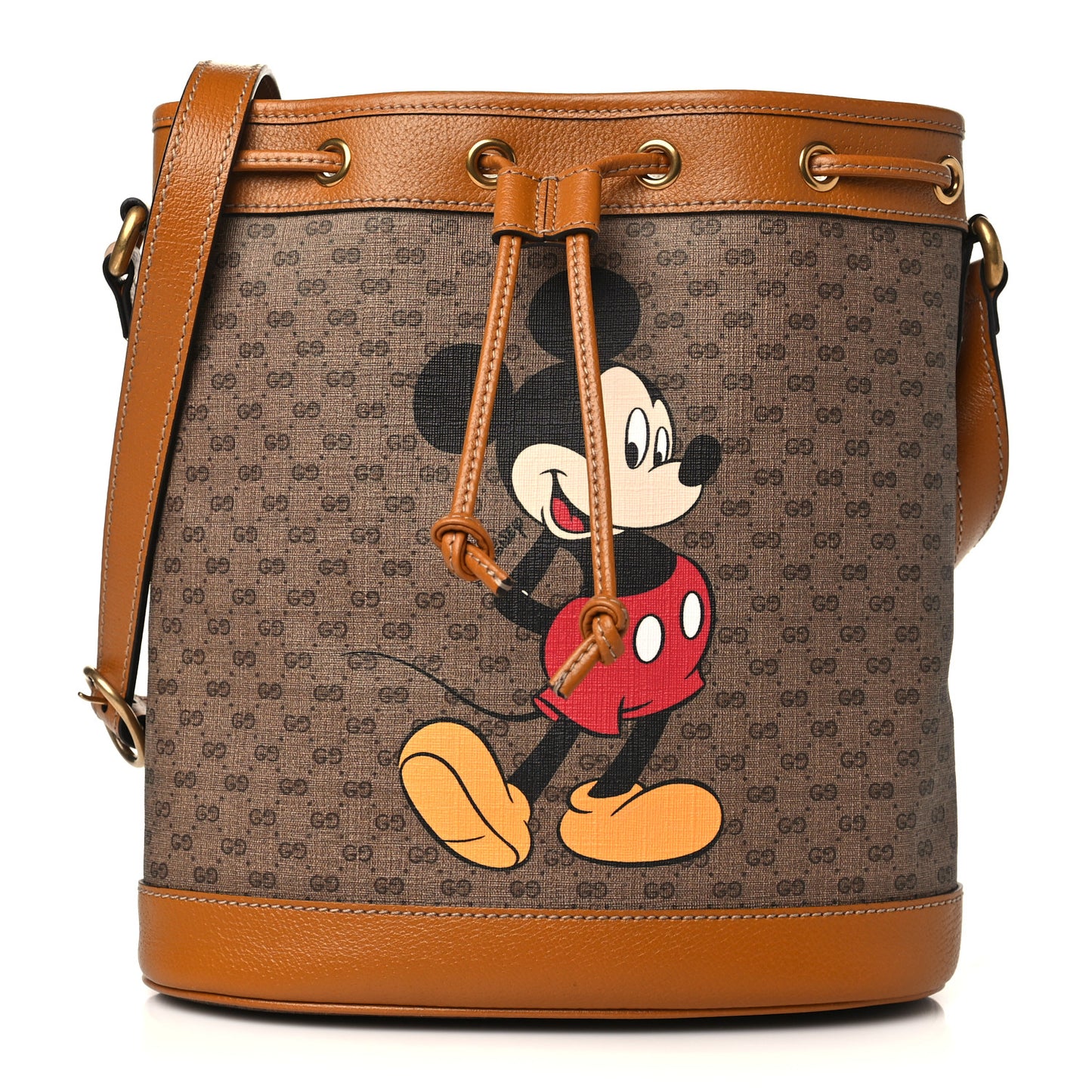 X DISNEY Mini Vintage GG Supreme Monogram Bucket Bag Beige Vintage Sun Oil
