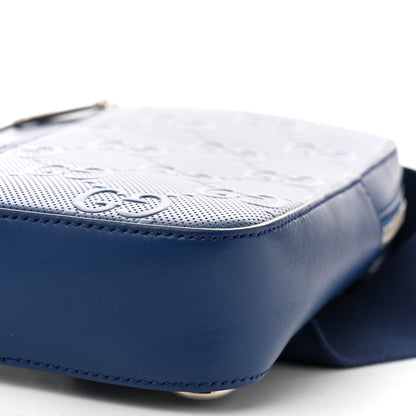Gucci Calfskin GG Tennis Embossed Sling Backpack Blue 10 of 10