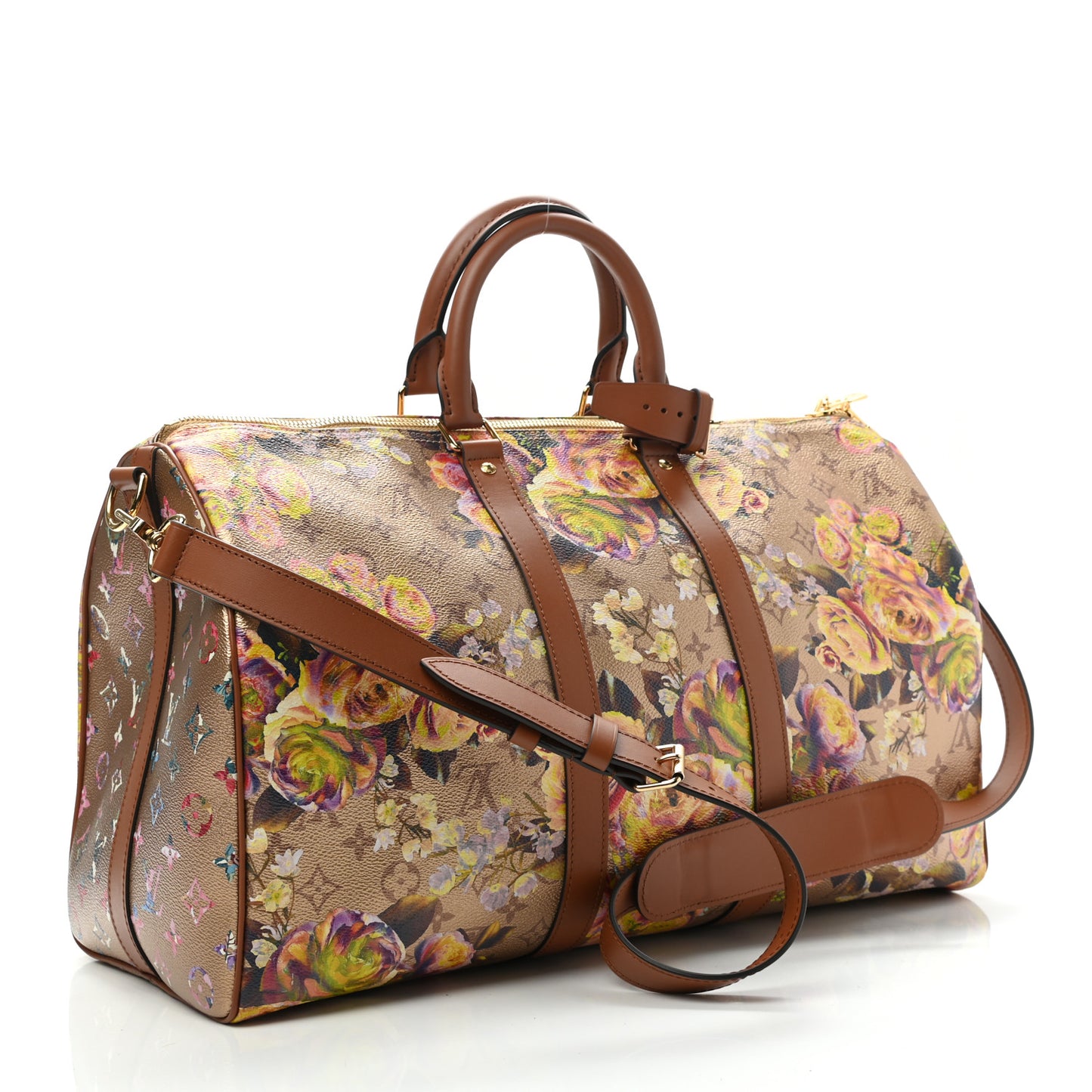 Metallic Monogram LV Garden Keepall Bandouliere 45 Gold