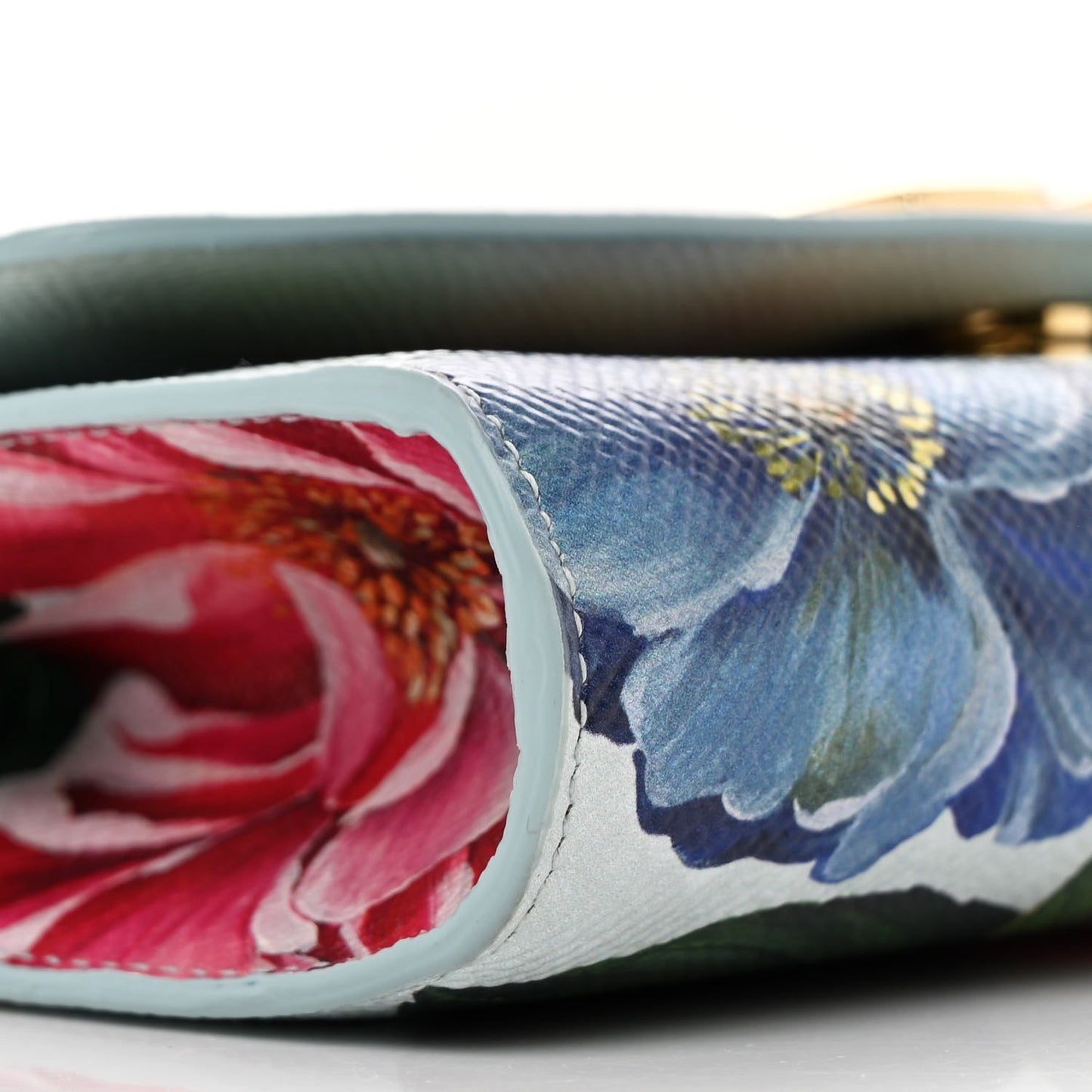Dauphine Floral Print Wallet On Chain Blue Multicolor