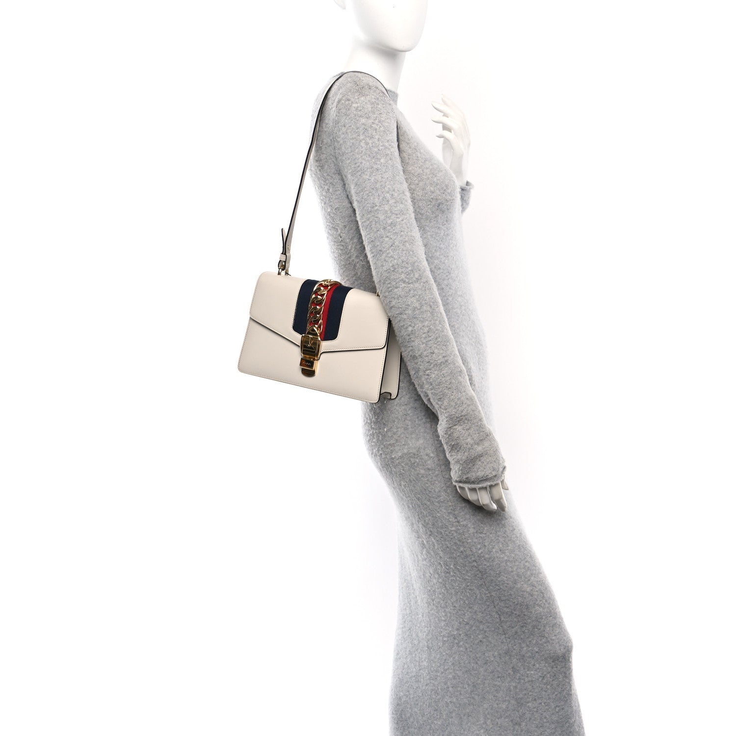 Gucci Calfskin Small Sylvie Shoulder Bag Off White 2 of 10
