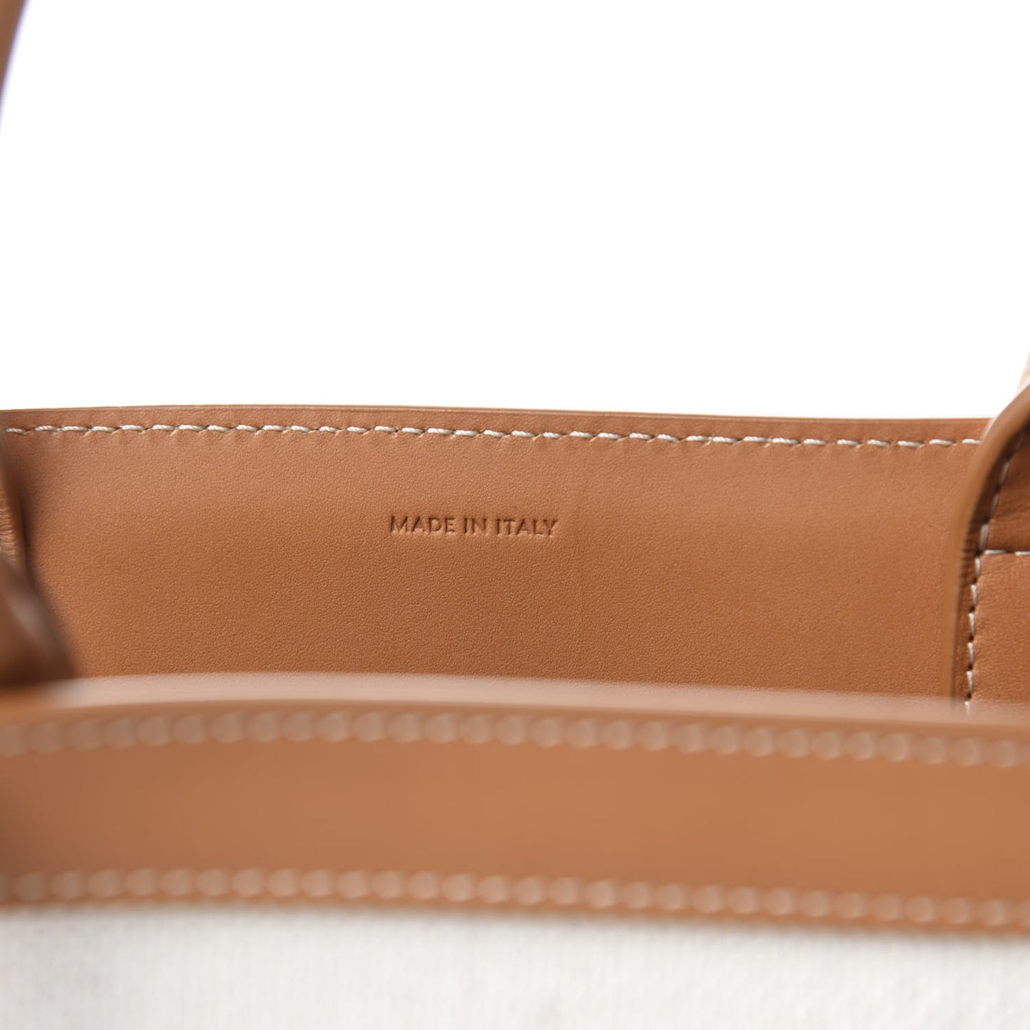 Canvas Calfskin Small Vertical Cabas Natural Tan