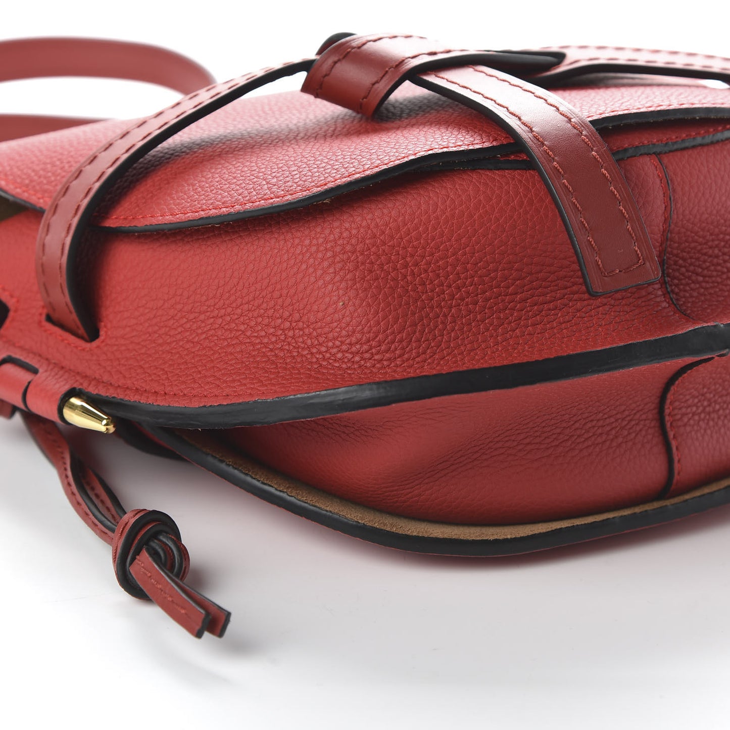 Soft Grain Calfskin Small Gate Crossbody Bag Scarlet Red Burnt Red