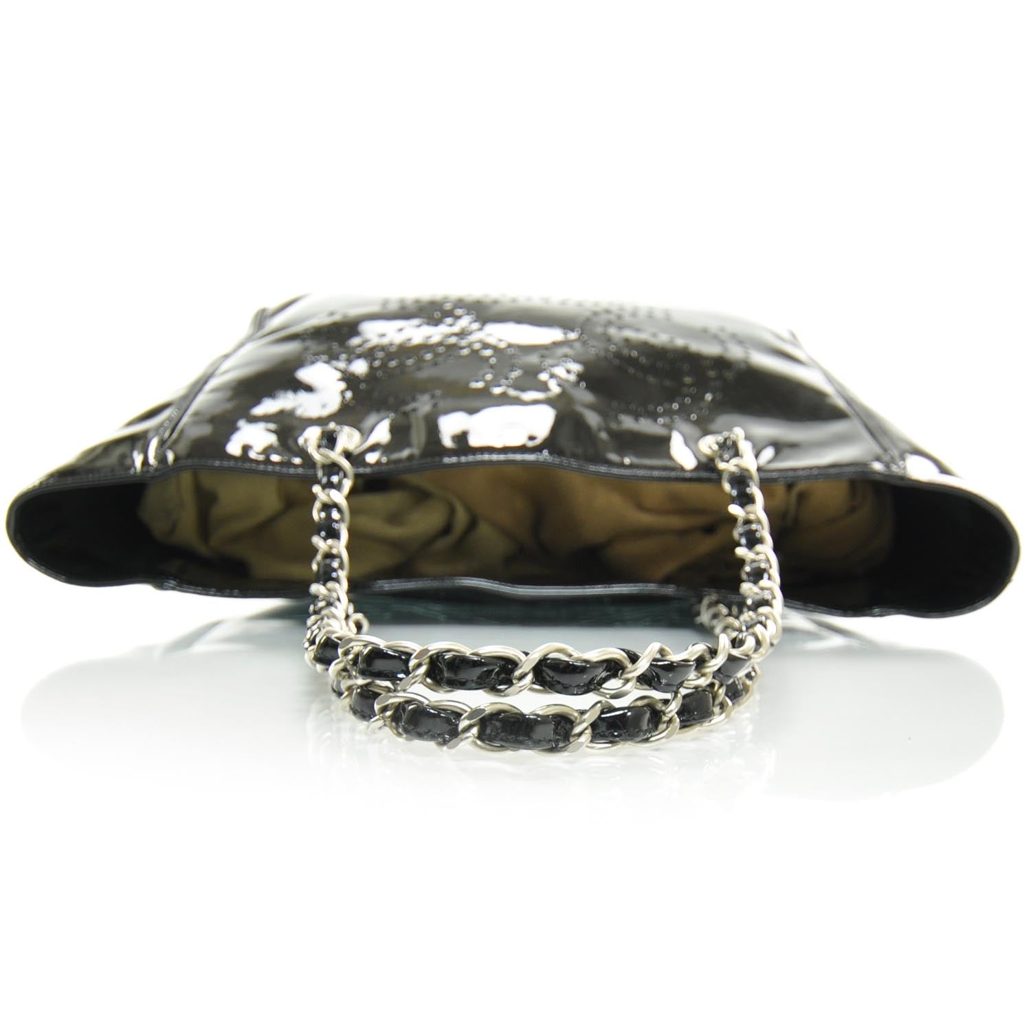 Chanel Patent Perforated CC Shopping Tote Black 5 of 8