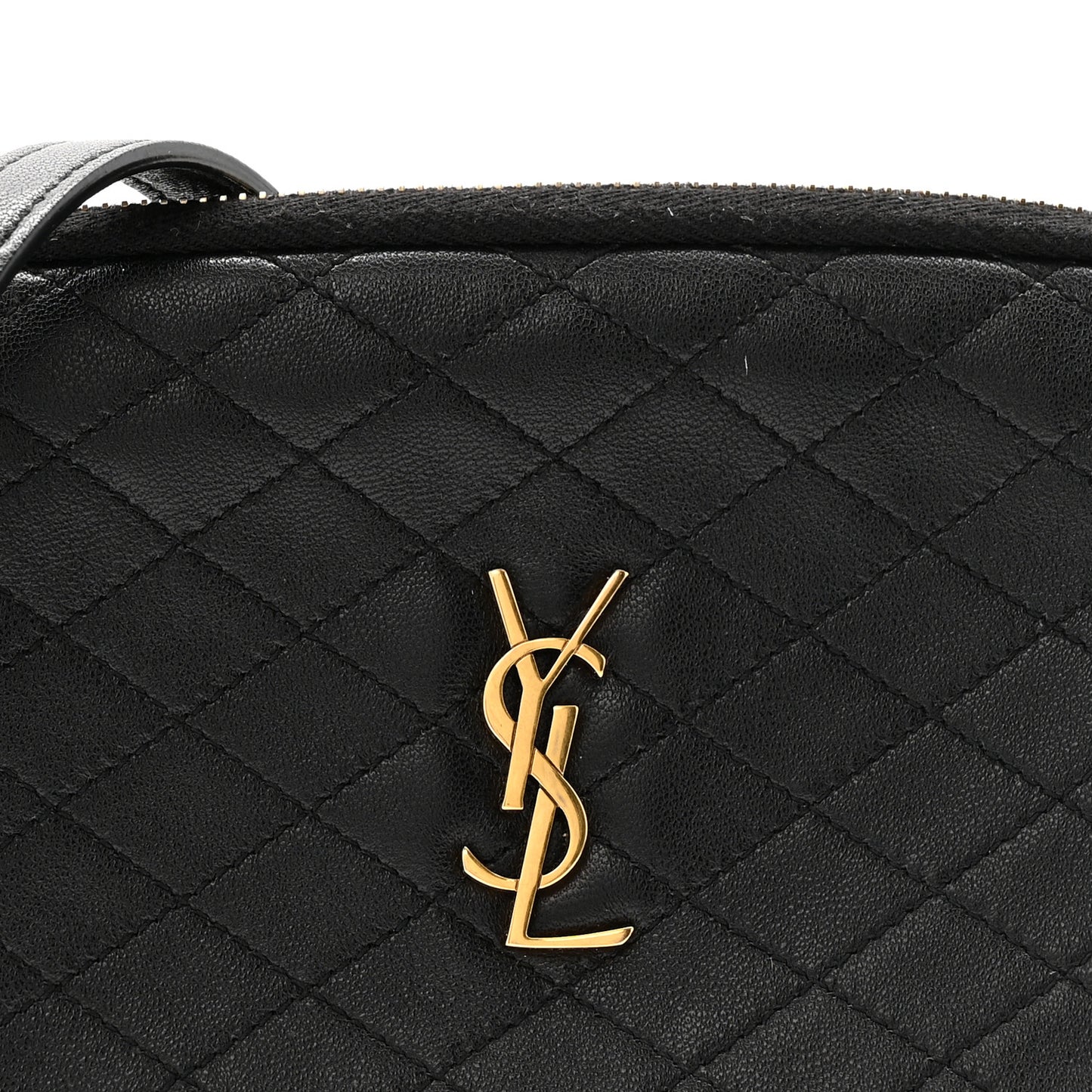 Lambskin Quilted Gaby Zipped Pouch Black