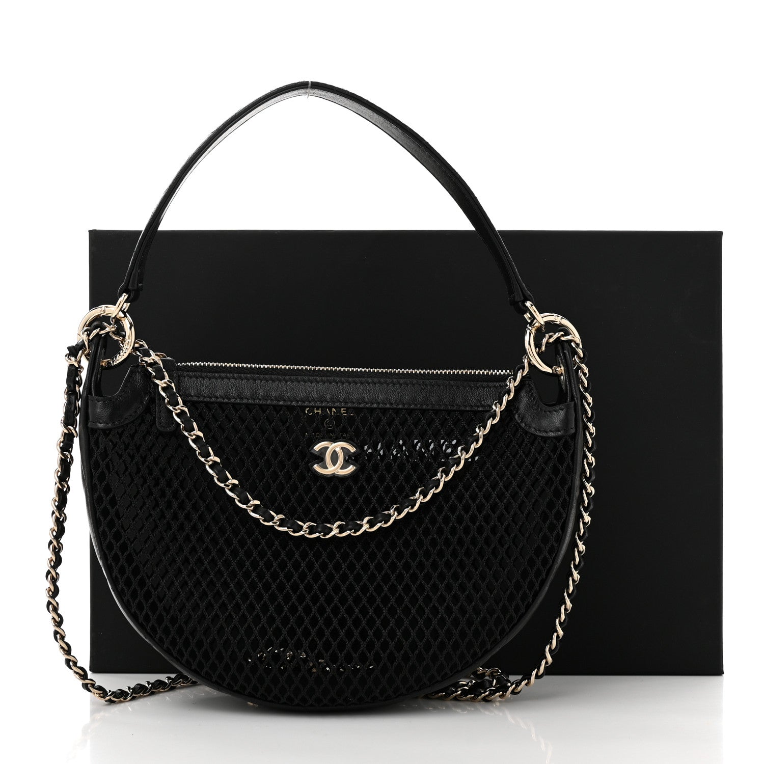 Chanel Mesh Shiny Lambskin Chain Hobo Black 12 of 12