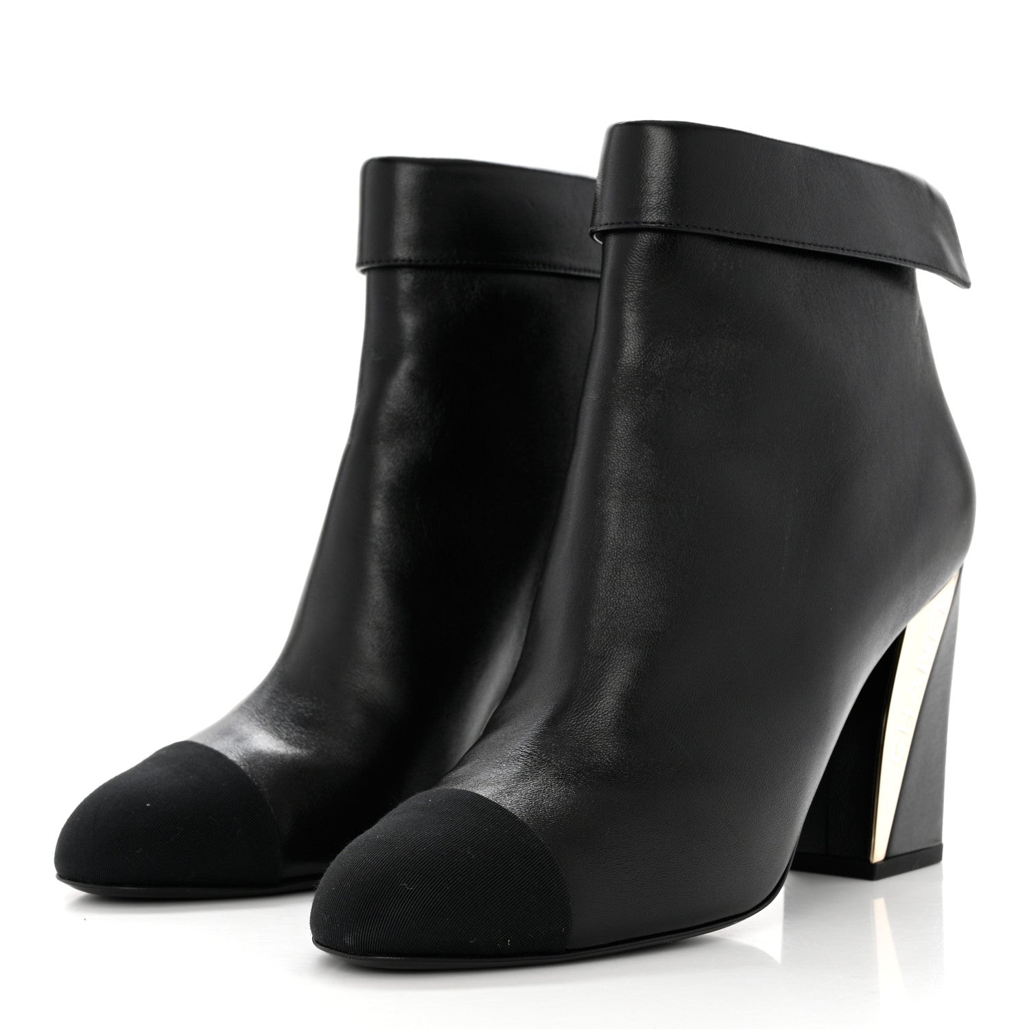 Chanel Lambskin Grosgrain Triangle & Collar 90 Ankle Boots 39.5 Black 3 of 8