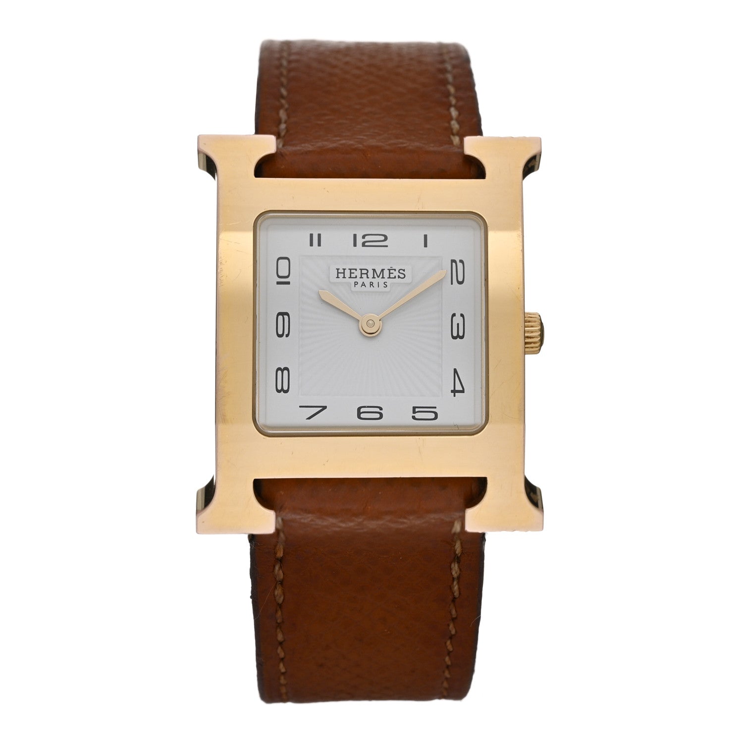 Hermes Stainless Steel Epsom 26mm Heure H Hour Quartz Watch Gold 1 of 5
