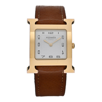 Hermes Stainless Steel Epsom 26mm Heure H Hour Quartz Watch Gold 1 of 5