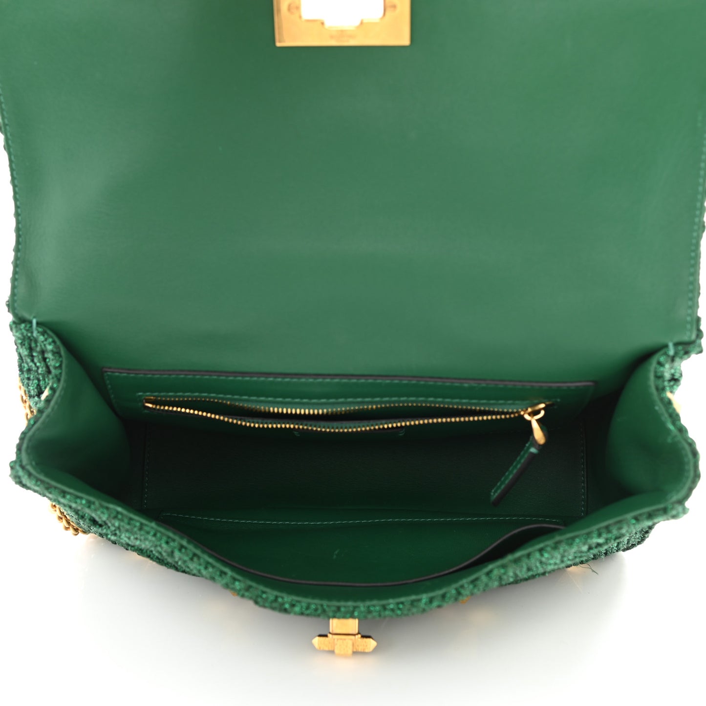 Metallic Woven Lurex Large Roman Stud Shoulder Bag Jungle