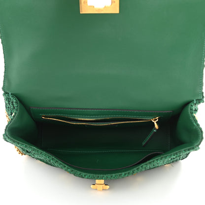Valentino Garavani Metallic Woven Lurex Large Roman Stud Shoulder Bag Jungle 5 of 8