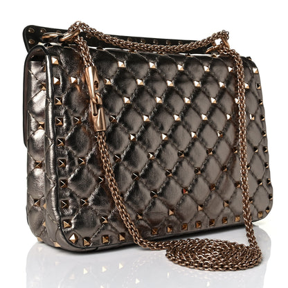 Valentino Garavani Metallic Lambskin Medium Rockstud Spike Shoulder Bag Sasso 2 of 5