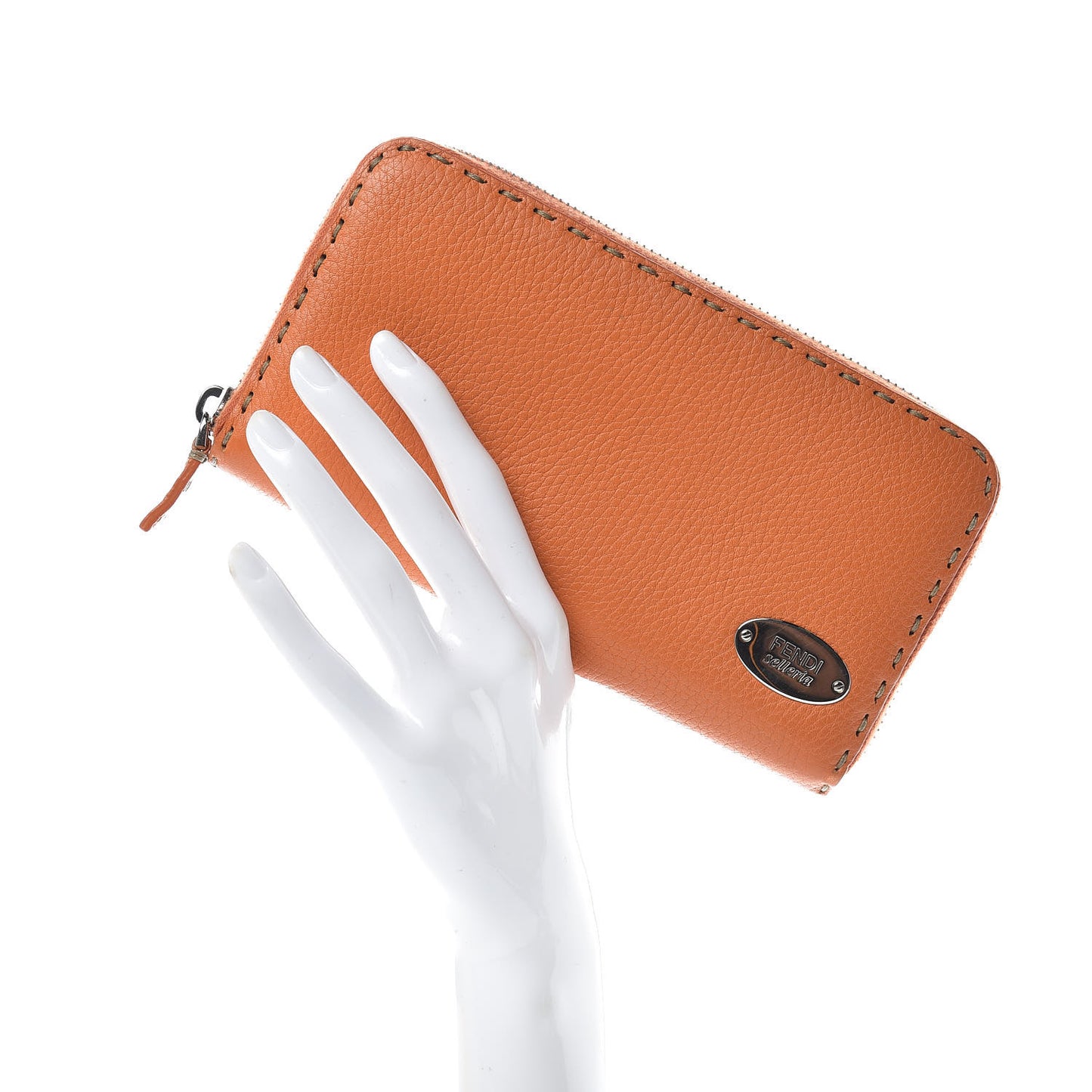 Cuoio Romano Selleria Zip Around Wallet Orange