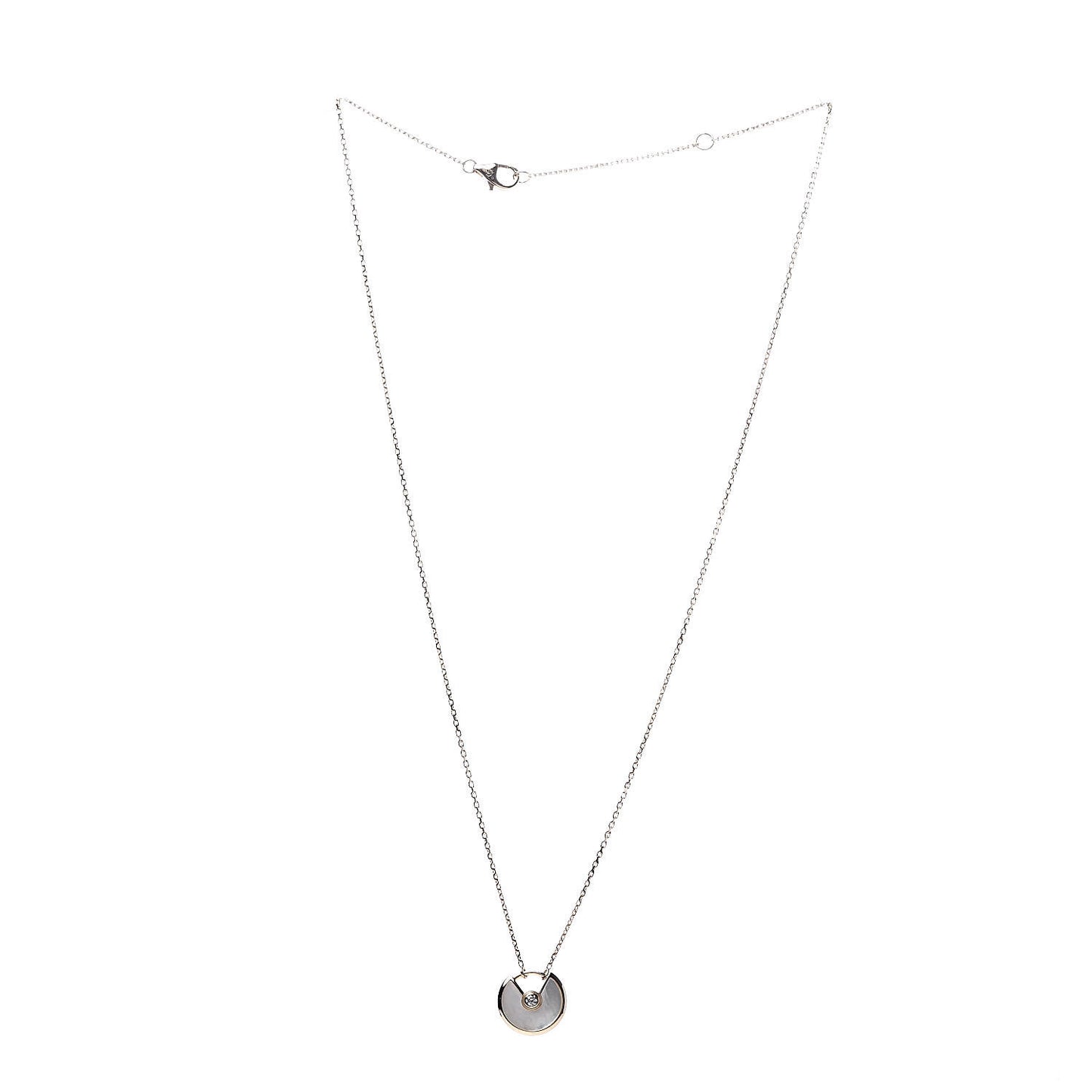 18K Yellow Gold Diamond Mother of Pearl XS Amulette de Cartier Pendant Necklace