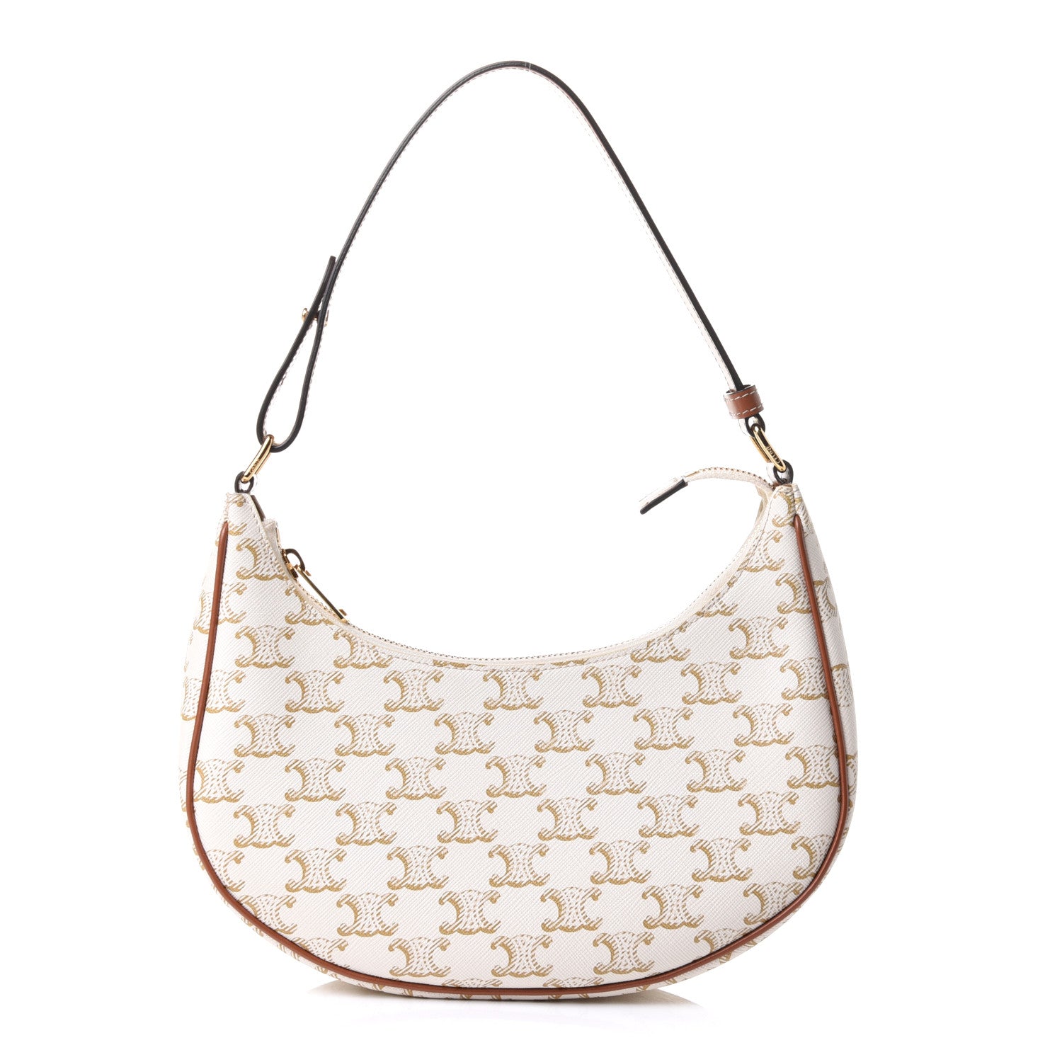 Celine Canvas Calfskin Ava Triomphe Shoulder Bag White 1 of 13