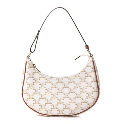 Celine Canvas Calfskin Ava Triomphe Shoulder Bag White 1 of 13