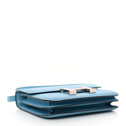 Hermes Epsom Enamel Constance 18 Bleu Du Nord Rouge De Coeur 4 of 11