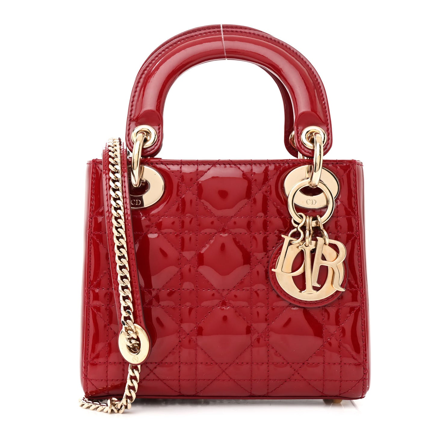 Patent Cannage Mini Lady Dior Red