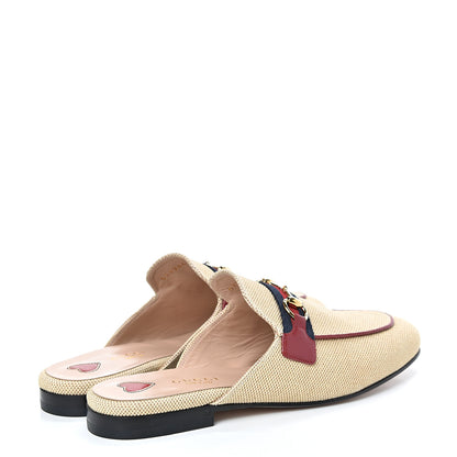 Gucci Canvas Vintage Charlotte Web Princetown Slippers 37 Sand Cuir 4 of 9