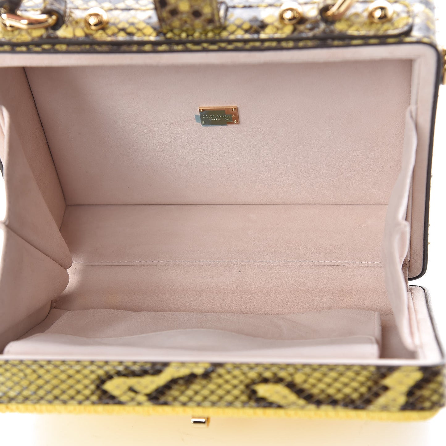Python Raffia Padlock Box Bag Yellow